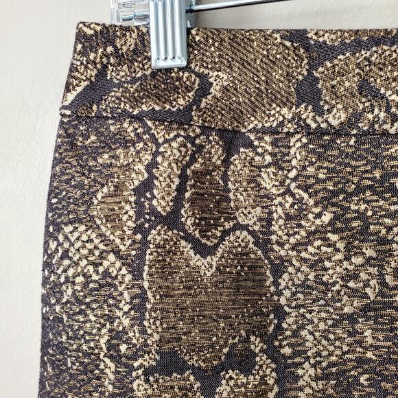 Metallic Bronze Reptile Print Mini Pencil Skirt 8 Modern Cocktail Holiday NYE - Picture 2 of 11